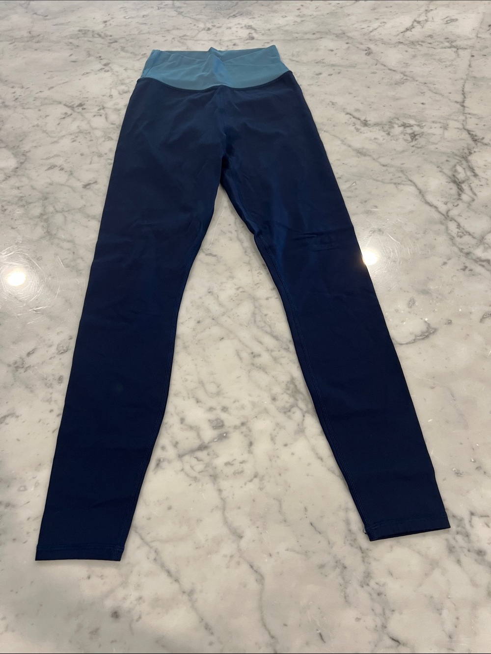 Z Supply Two-Tone Navy Leggings with Light Blue Waistband